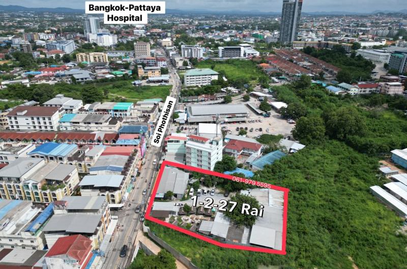 Land for sale in Na Kluea, beautiful plot, Soi Phothisan, prime location, business area, surrounded by various projects.